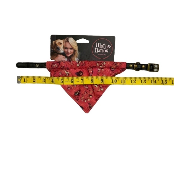 Mutt Nation Leather Collar Buckle with Slip on Bandana Small Up to 20 LB - Picture 3 of 8